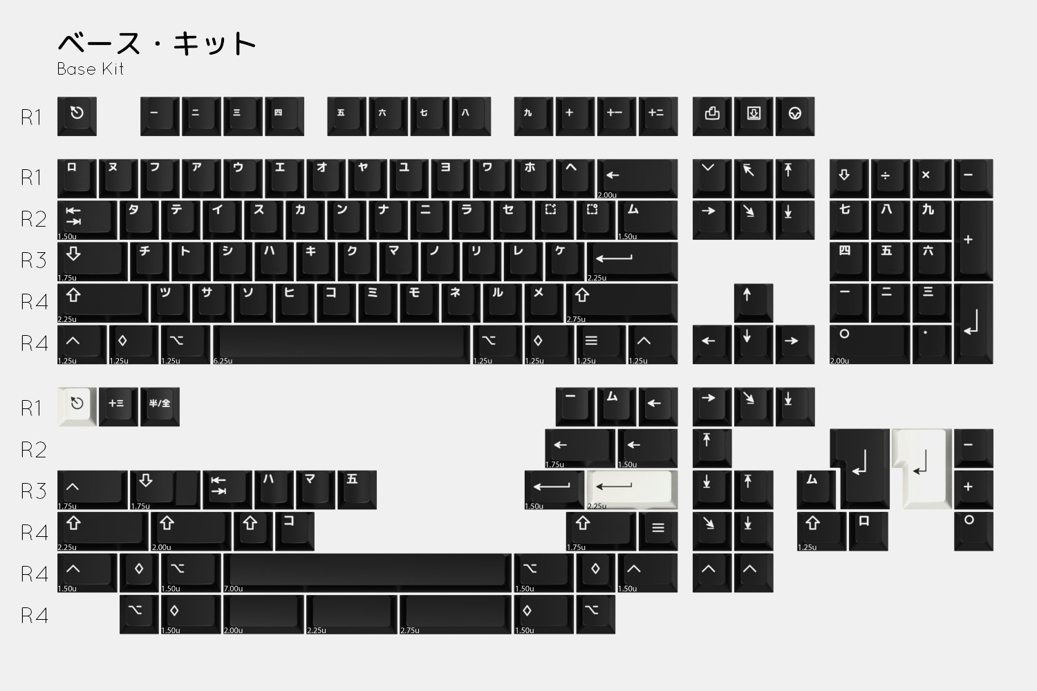 Drop GMK White-on-Black Katakana Custom Keycap Set | Doubleshot